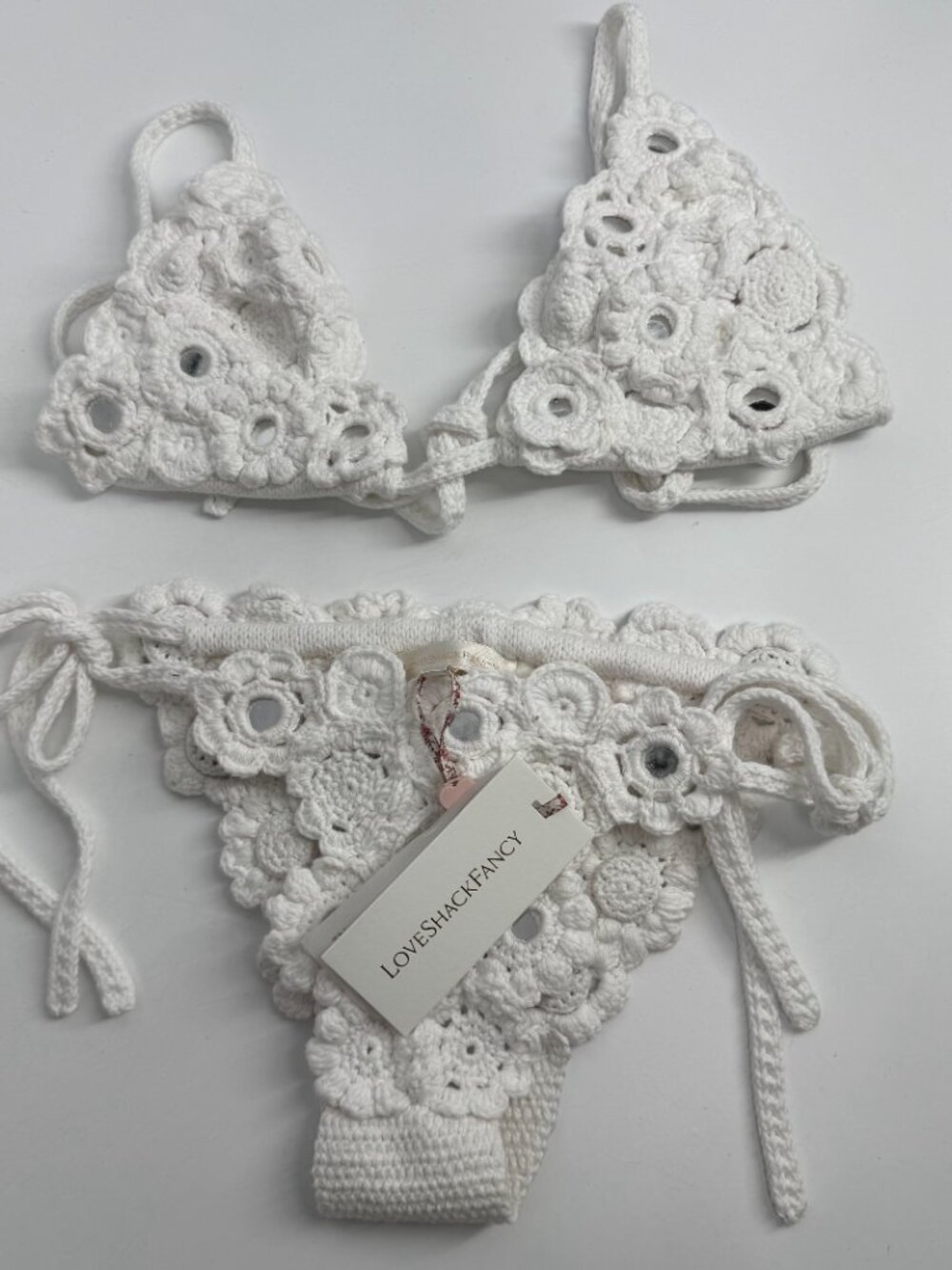 LoveShackFancy Ostelle Crochet Embellished Bikini Set - Size S/L Mixed NWT - Picture 3 of 13